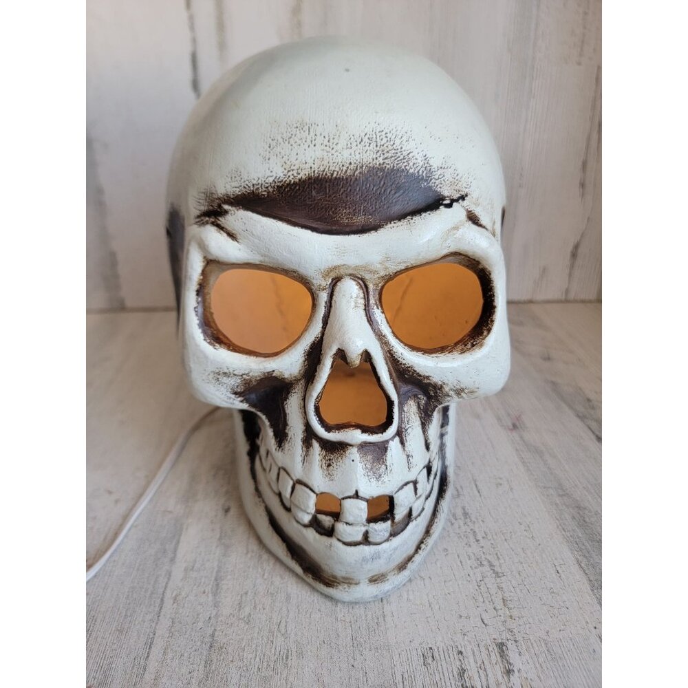 Blow mold skull head Halloween prop decor light up unique skeleton